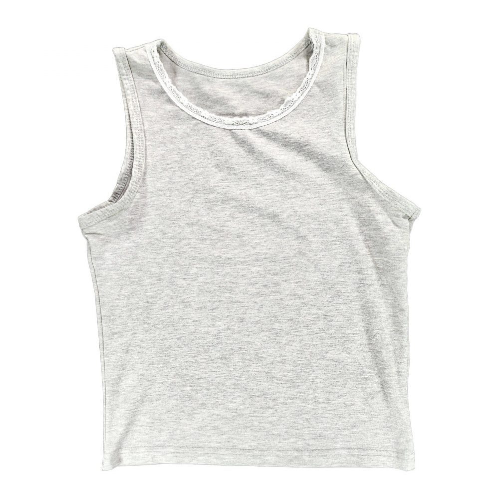 SHEIN Girls Heather Gray Tank Top Size 11Y Kids Lace-neck280